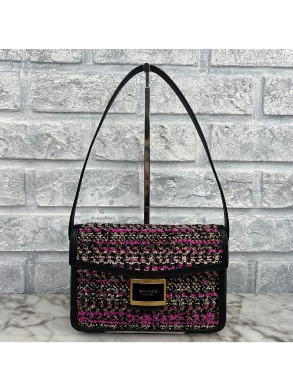 Kate Spade Katy Tweed Medium Shoulder Bag In Pink Multi
